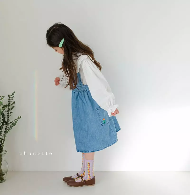 Chouette - Korean Children Fashion - #childofig - Tulip Denim One-piece - 3