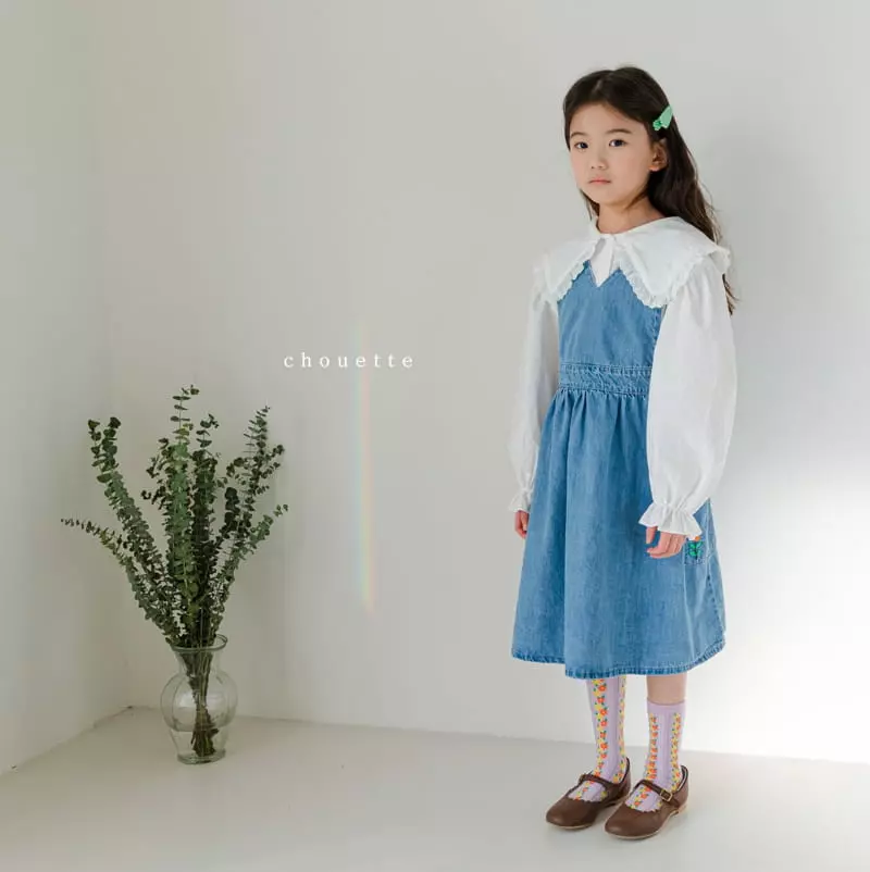 Chouette - Korean Children Fashion - #childofig - Tulip Denim One-piece - 4