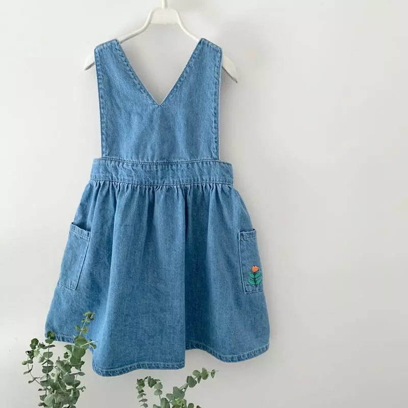 Chouette - Korean Children Fashion - #kidsshorts - Tulip Denim One-piece - 9