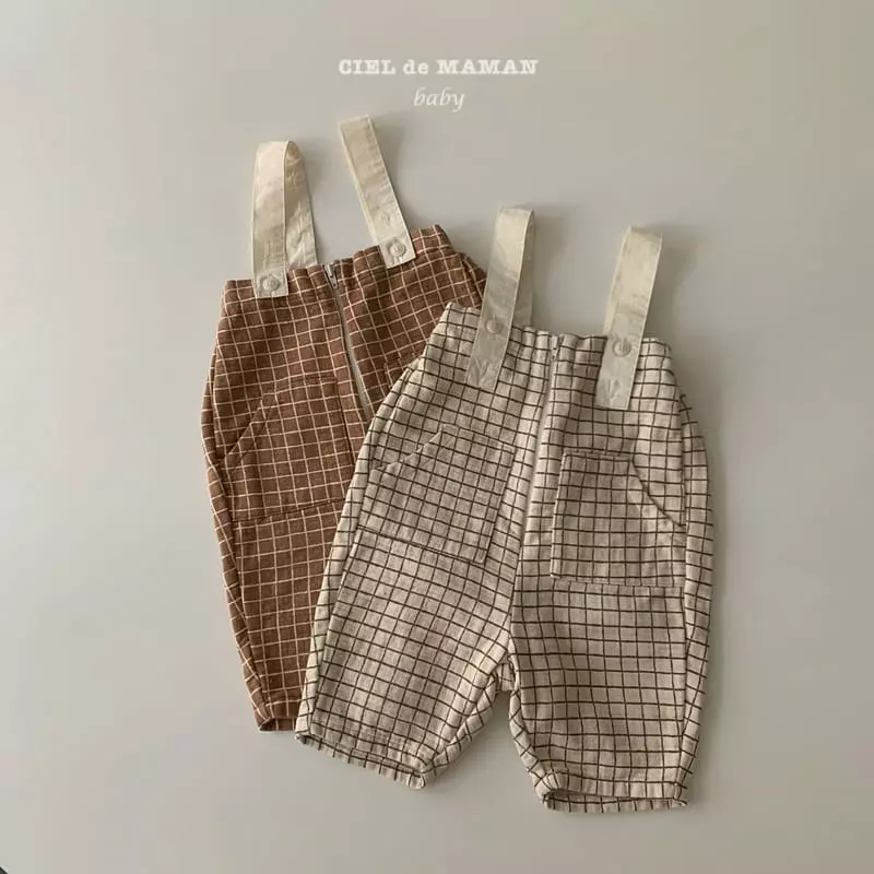 Ciel De Maman - Korean Baby Fashion - #babyboutique - Square Check Dungarees - 7
