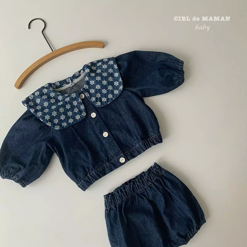 Ciel De Maman - Korean Baby Fashion - #babyboutique - Denim Sailor Bloomer Set