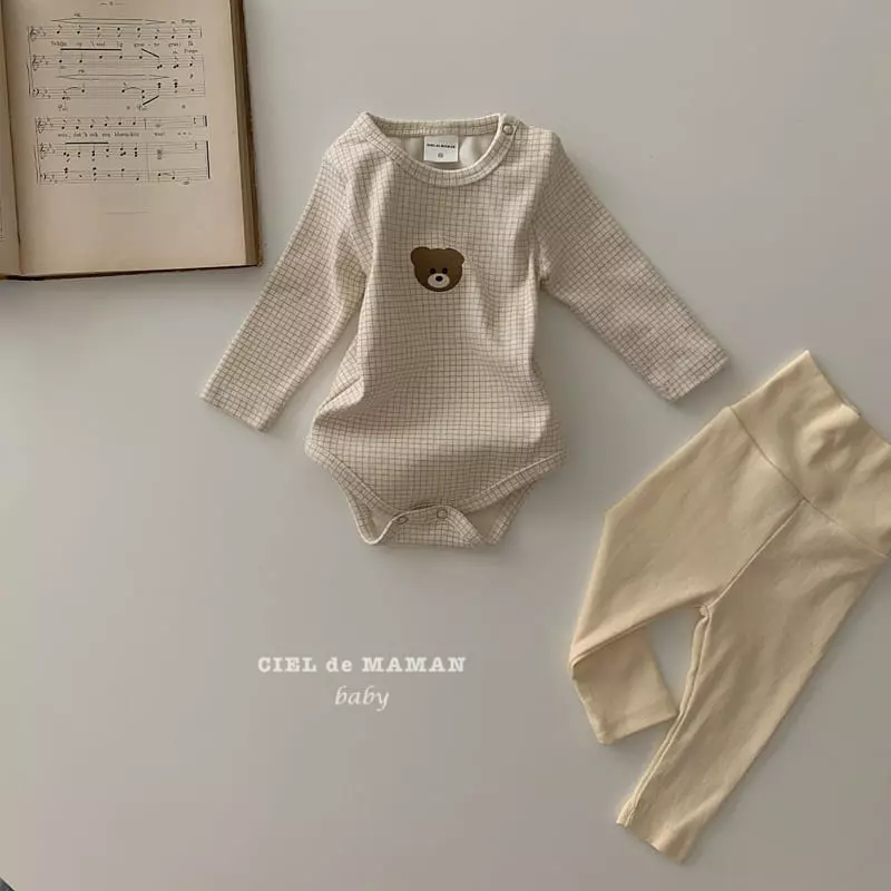 Ciel De Maman - Korean Baby Fashion - #babyboutique - Bear Paint Bodysuit with Leggings - 6
