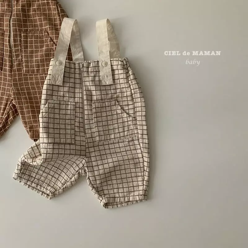 Ciel De Maman - Korean Baby Fashion - #babyboutiqueclothing - Square Check Dungarees - 8
