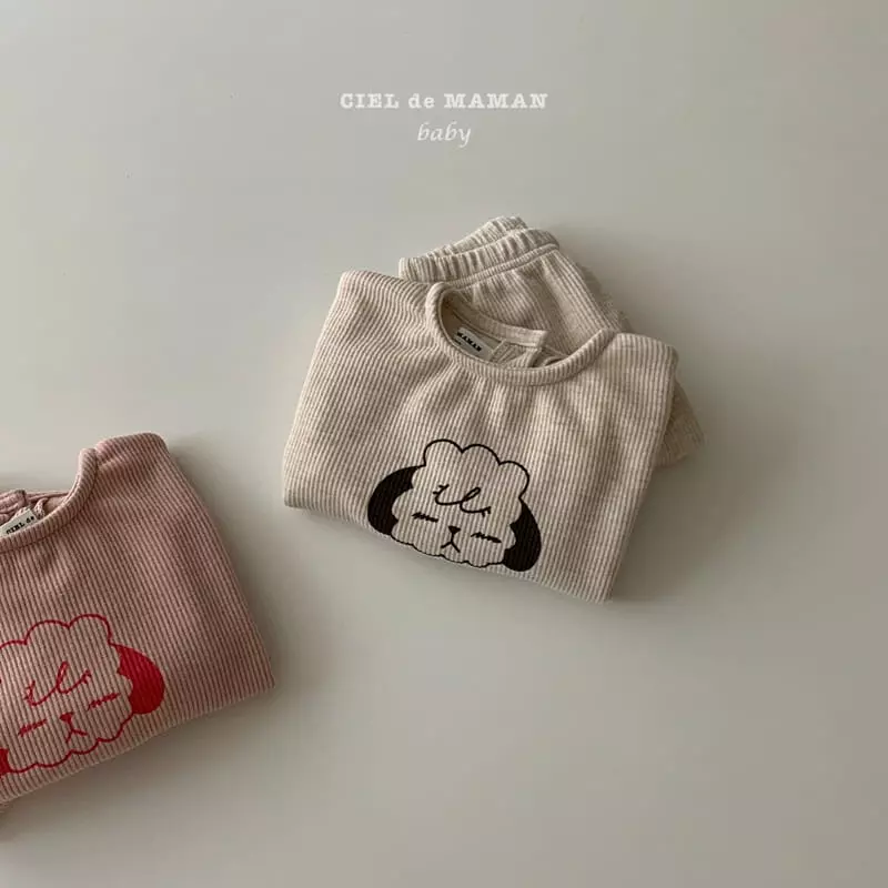 Ciel De Maman - Korean Baby Fashion - #babyboutiqueclothing - Puppy Rib Top Bottom Set - 10