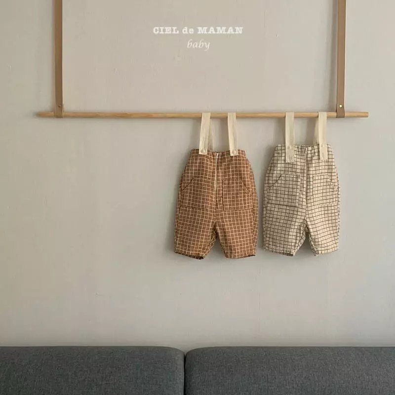 Ciel De Maman - Korean Baby Fashion - #babyclothing - Square Check Dungarees - 9