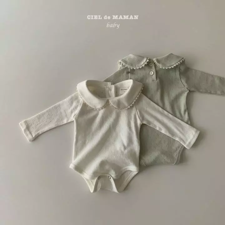 Ciel De Maman - Korean Baby Fashion - #babyboutiqueclothing - Eyelet Bodysuit with Bonnet - 4