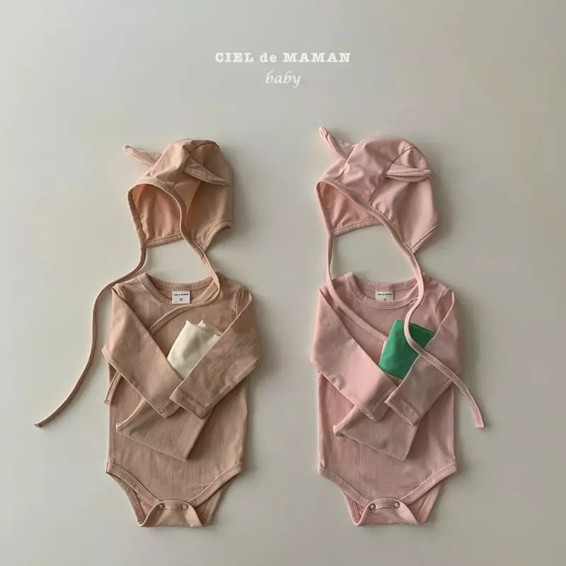 Ciel De Maman - Korean Baby Fashion - #babyfashion - Color Boodle Bodysuit with Leggings Bonnet