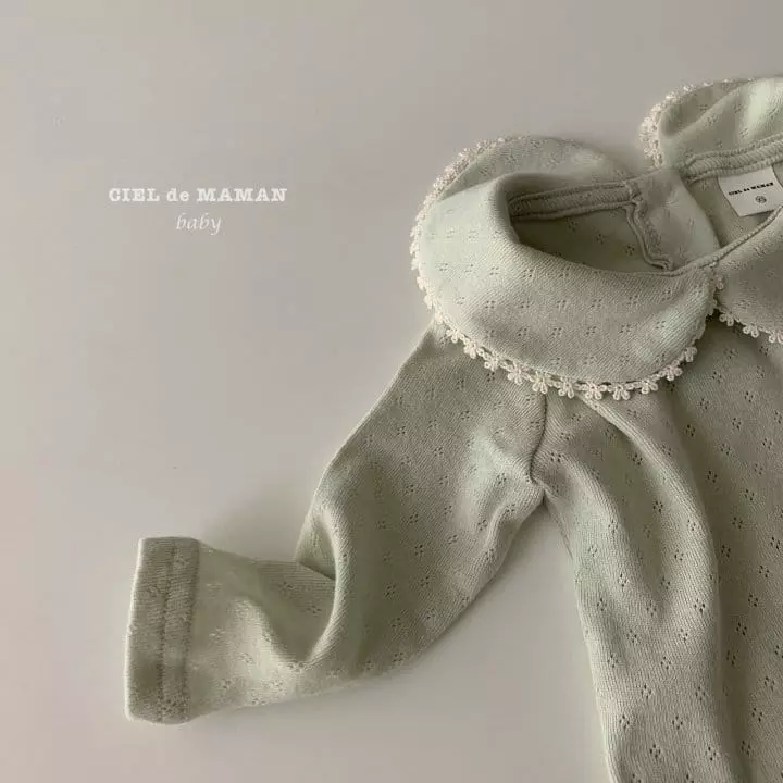 Ciel De Maman - Korean Baby Fashion - #babyfashion - Eyelet Bodysuit with Bonnet - 5