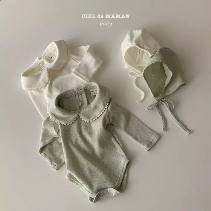 Ciel De Maman - Korean Baby Fashion - #babylifestyle - Eyelet Bodysuit with Bonnet - 8