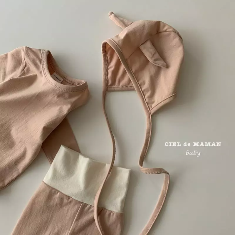 Ciel De Maman - Korean Baby Fashion - #babyoninstagram - Color Boodle Bodysuit with Leggings Bonnet - 5