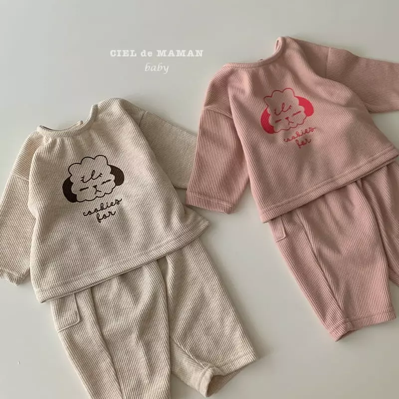 Ciel De Maman - Korean Baby Fashion - #babyoninstagram - Puppy Rib Top Bottom Set
