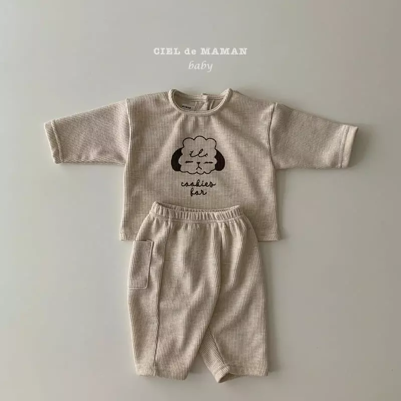Ciel De Maman - Korean Baby Fashion - #babyootd - Puppy Rib Top Bottom Set - 2
