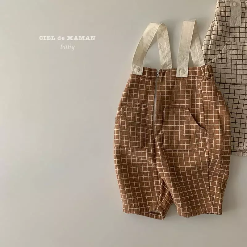 Ciel De Maman - Korean Baby Fashion - #babyoutfit - Square Check Dungarees