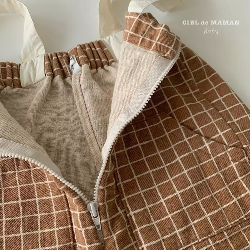 Ciel De Maman - Korean Baby Fashion - #babyoutfit - Square Check Dungarees - 2