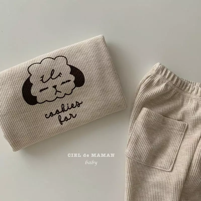 Ciel De Maman - Korean Baby Fashion - #babyoutfit - Puppy Rib Top Bottom Set - 4