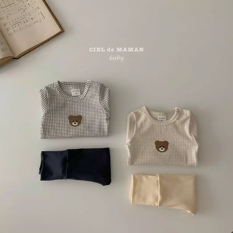Ciel De Maman - Korean Baby Fashion - #babywear - Bear Paint Bodysuit with Leggings - 2