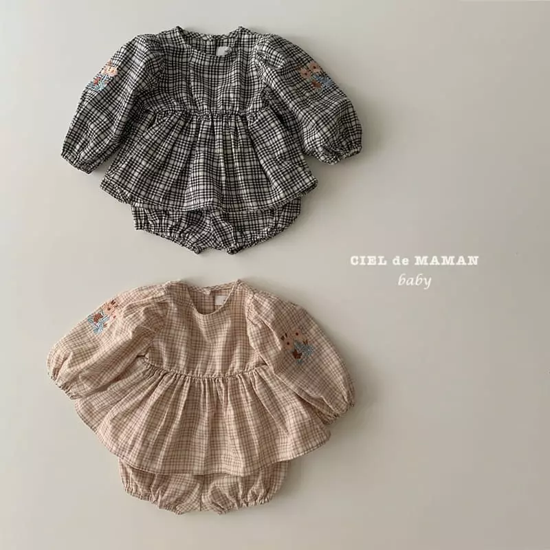 Ciel De Maman - Korean Baby Fashion - #onlinebabyboutique - Enok Embroidery Top Bottom Set