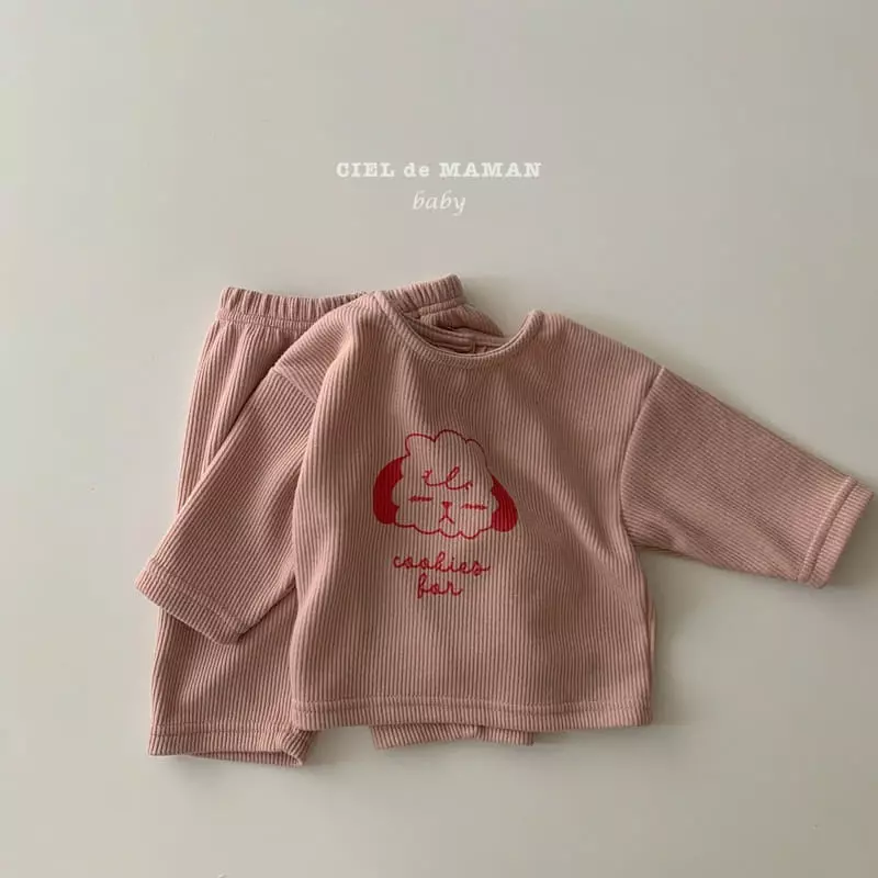 Ciel De Maman - Korean Baby Fashion - #onlinebabyboutique - Puppy Rib Top Bottom Set - 6