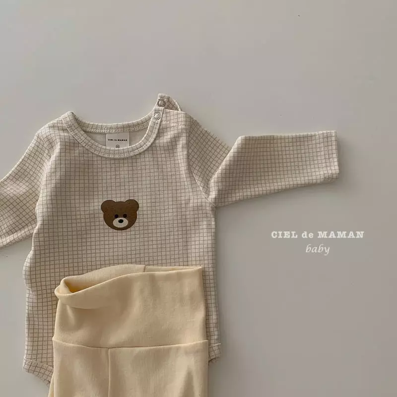 Ciel De Maman - Korean Baby Fashion - #onlinebabyboutique - Bear Paint Bodysuit with Leggings - 4