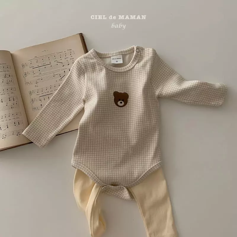 Ciel De Maman - Korean Baby Fashion - #smilingbaby - Bear Paint Bodysuit with Leggings - 5