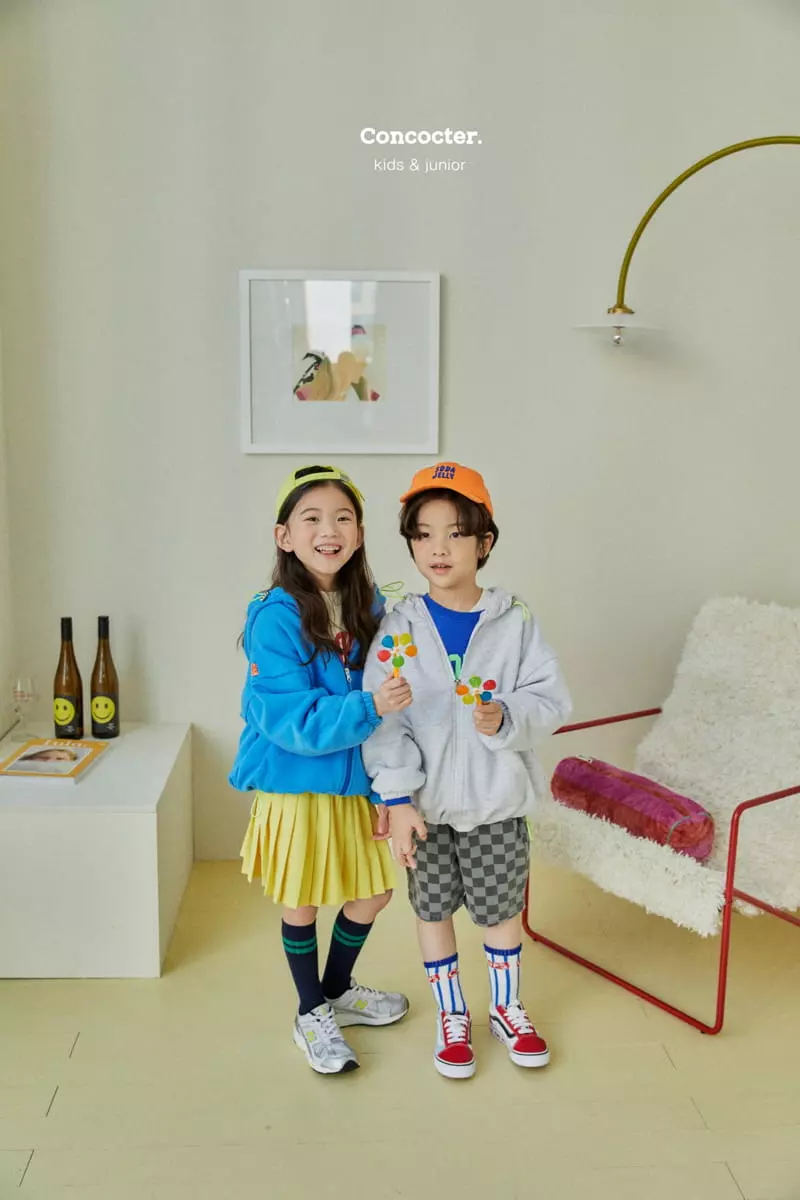 Concocter - Korean Children Fashion - #Kfashion4kids - Solid Kangaroo Hoody Zip-up - 3