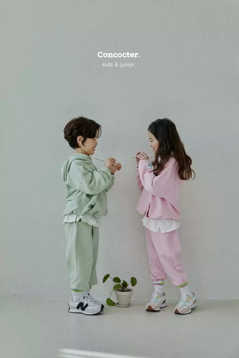Concocter - Korean Children Fashion - #Kfashion4kids - Macaroon Layered Hoody Top Bottom Set - 11