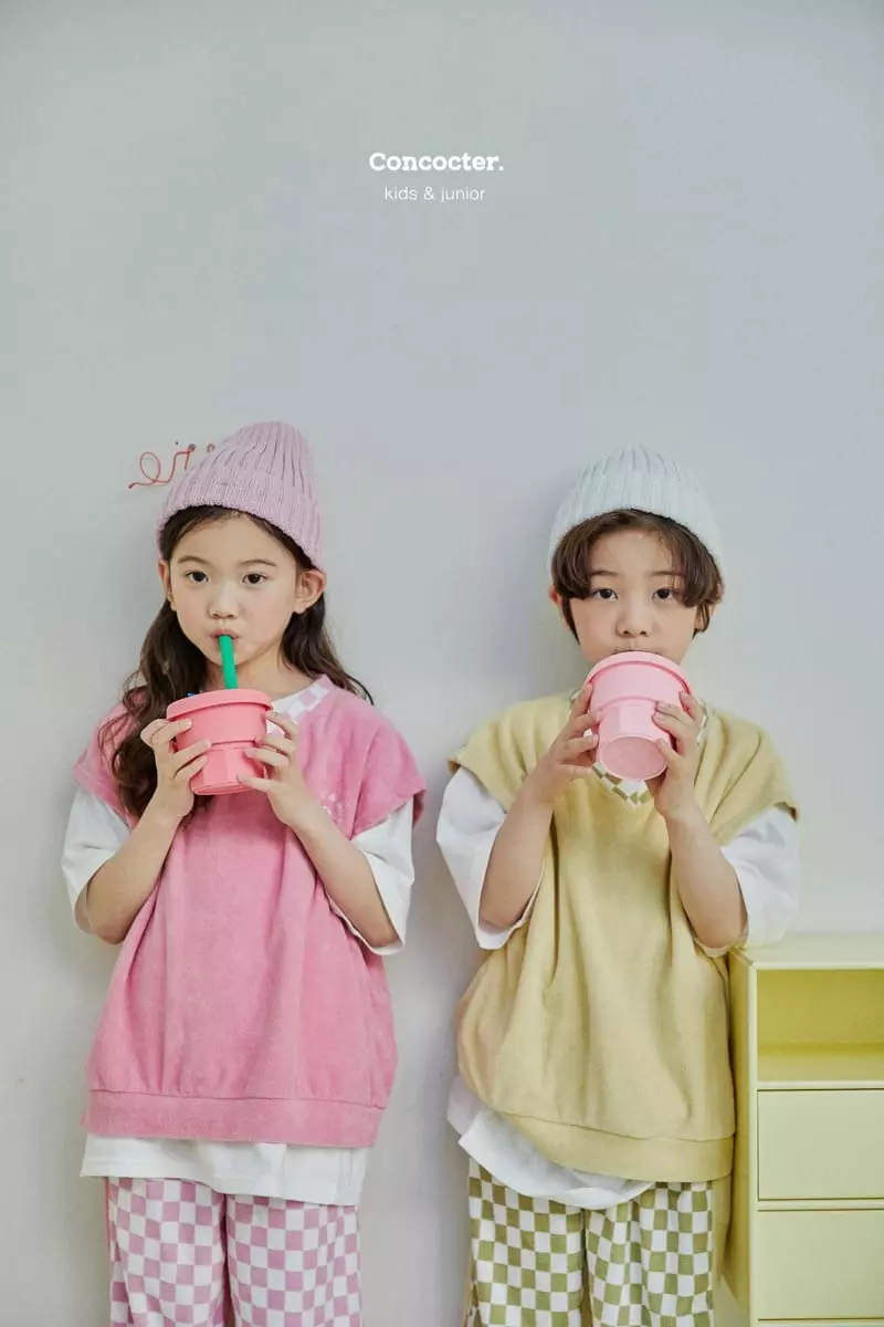 Concocter - Korean Children Fashion - #childofig - Pint Checker Board Top Bottom Set - 6