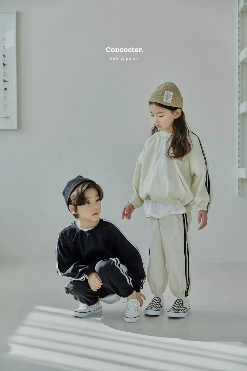 Concocter - Korean Children Fashion - #childofig - Line Anorak Top Bottom Set with Mom - 6