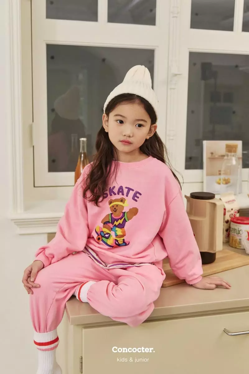 Concocter - Korean Children Fashion - #childofig - Boader Bear Sweatshirt Shorts Pants Set - 9