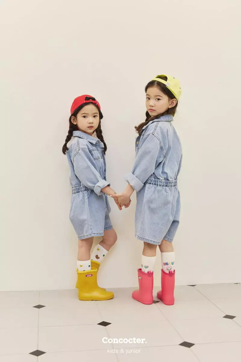 Concocter - Korean Children Fashion - #childofig - Denim Short Jumpsuit - 8
