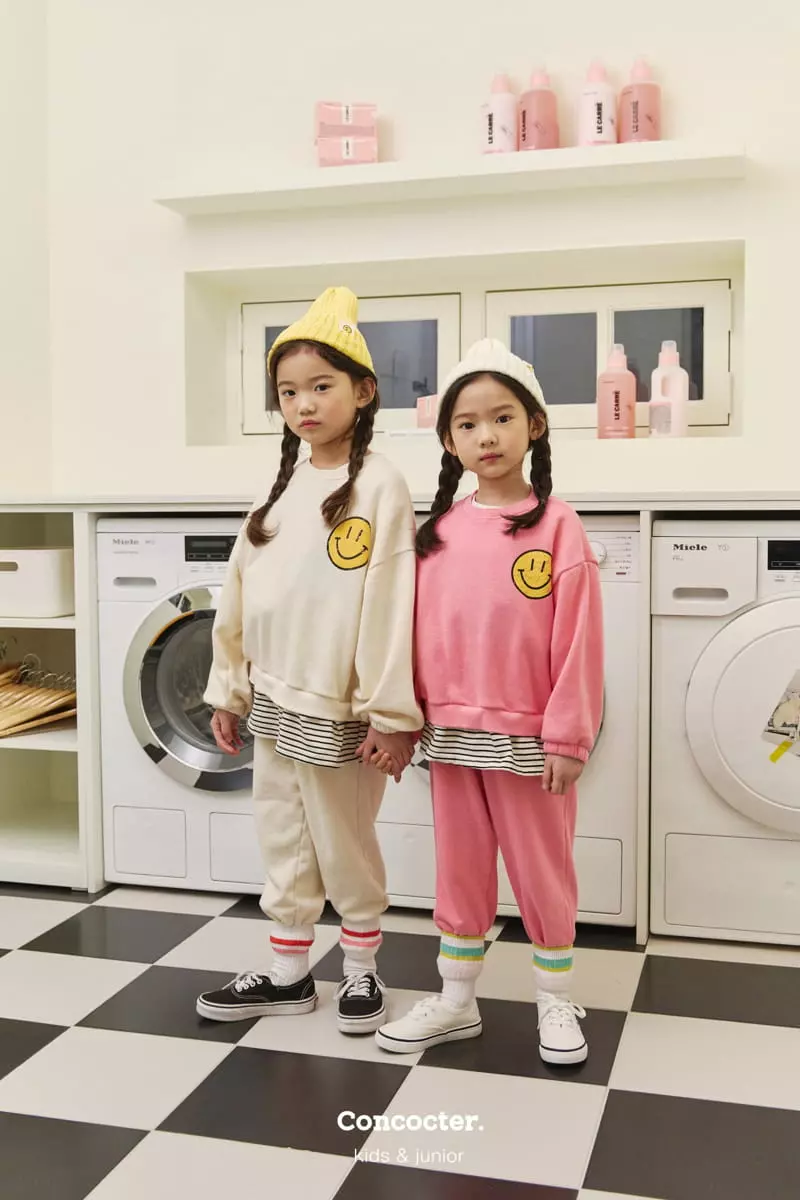 Concocter - Korean Children Fashion - #childofig - Stripes Layered Smile Top Bottom Set - 6