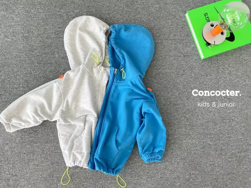 Concocter - Korean Children Fashion - #childrensboutique - Solid Kangaroo Hoody Zip-up - 10
