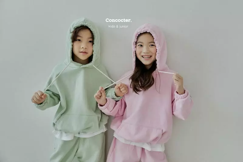 Concocter - Korean Children Fashion - #childofig - Macaroon Layered Hoody Top Bottom Set - 4