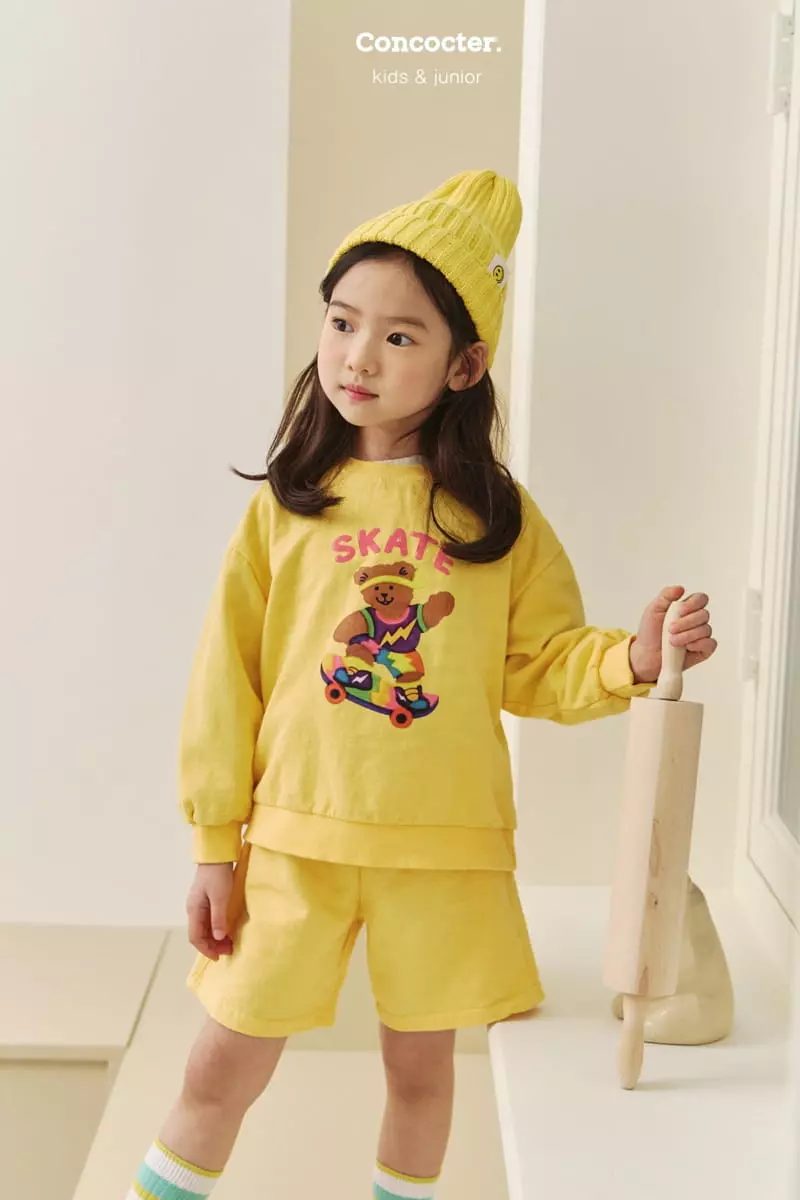 Concocter - Korean Children Fashion - #childrensboutique - Boader Bear Sweatshirt Shorts Pants Set - 10