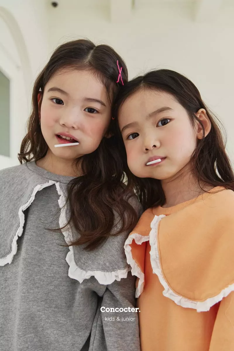 Concocter - Korean Children Fashion - #childofig - Collar Frill Top Bottom Set - 4