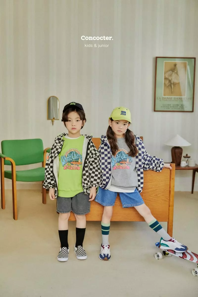 Concocter - Korean Children Fashion - #designkidswear - Checker Board Hoody Zip-up - 2