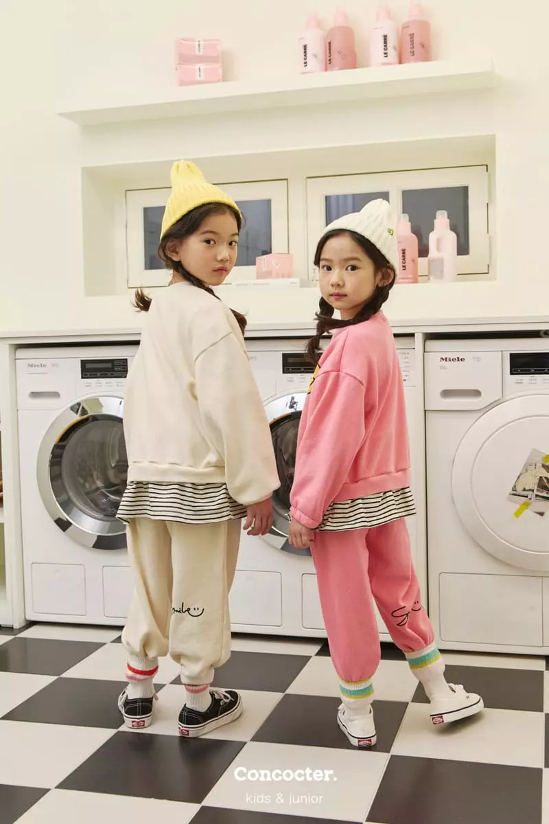 Concocter - Korean Children Fashion - #designkidswear - Stripes Layered Smile Top Bottom Set - 8