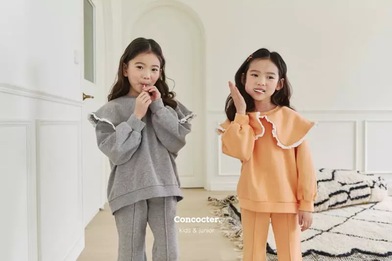 Concocter - Korean Children Fashion - #designkidswear - Collar Frill Top Bottom Set - 5