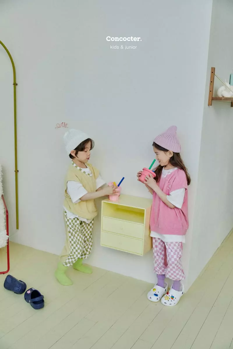 Concocter - Korean Children Fashion - #discoveringself - Pint Checker Board Top Bottom Set - 9