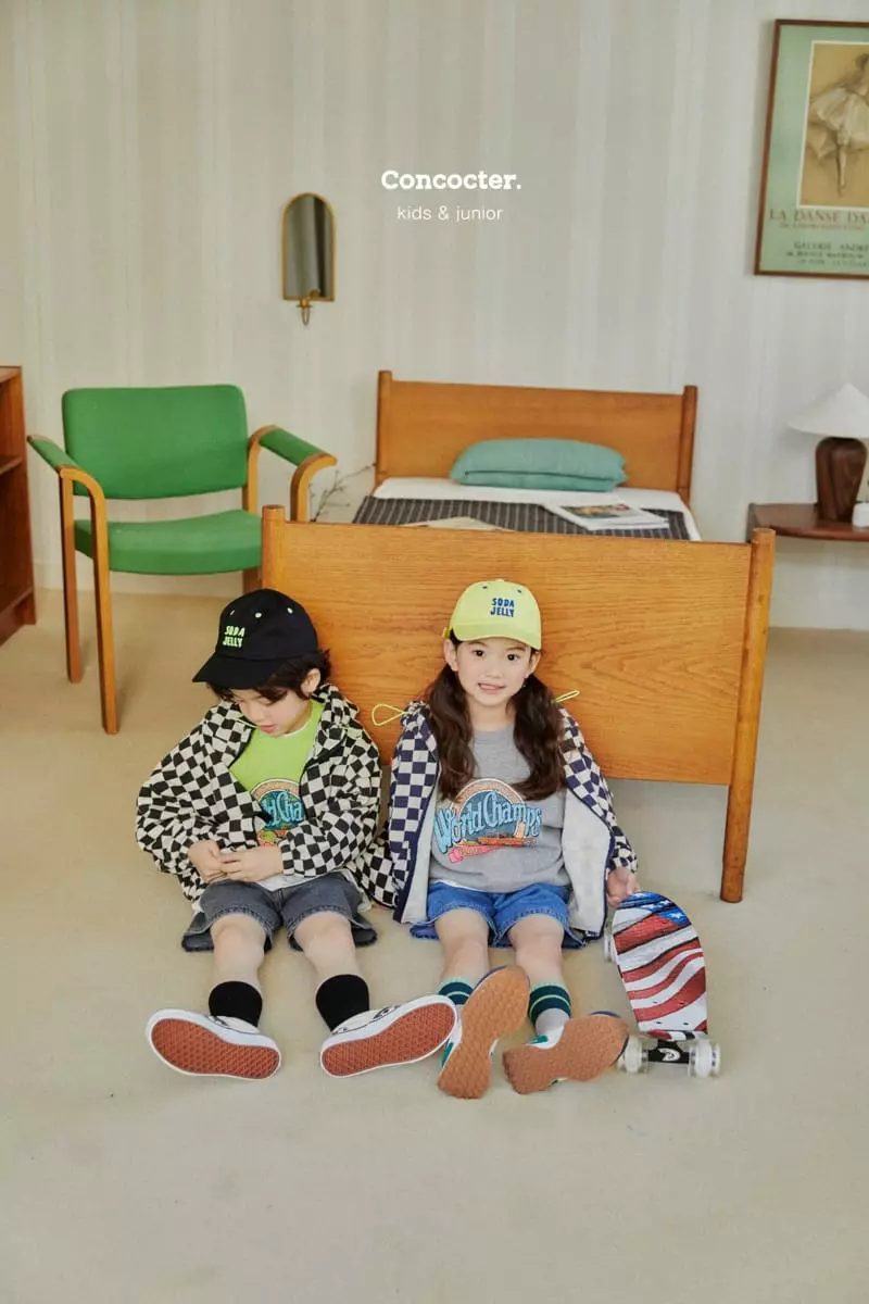 Concocter - Korean Children Fashion - #discoveringself - Checker Board Hoody Zip-up - 3