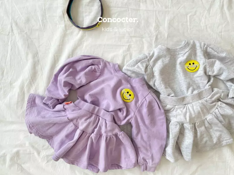 Concocter - Korean Children Fashion - #discoveringself - Smile Skirt Top Bottom Set - 8