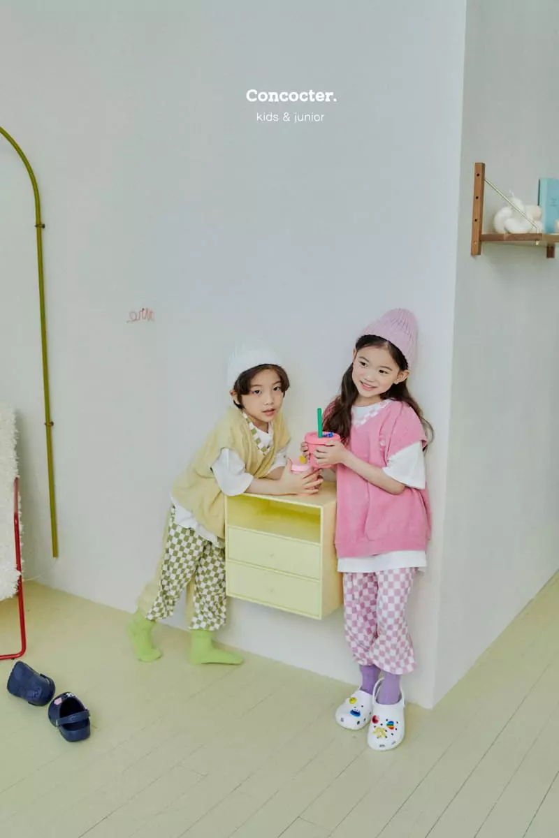 Concocter - Korean Children Fashion - #fashionkids - Pint Checker Board Top Bottom Set - 10