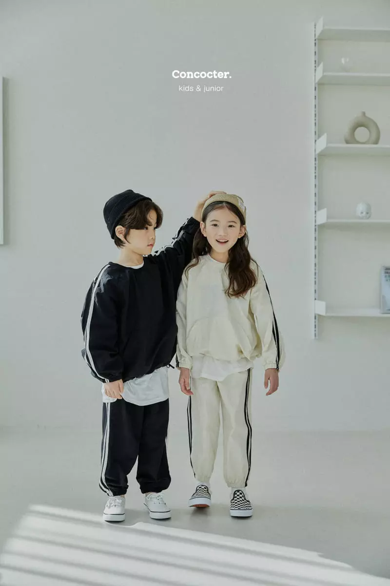 Concocter - Korean Children Fashion - #fashionkids - Line Anorak Top Bottom Set with Mom - 10