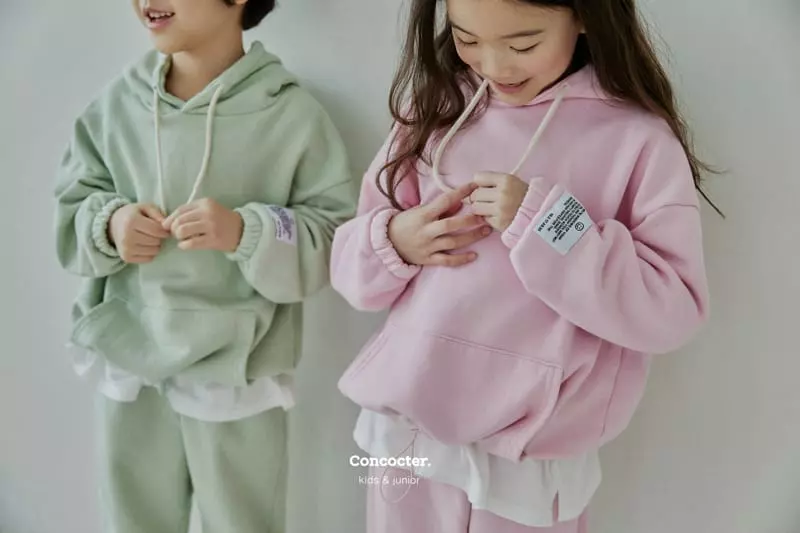 Concocter - Korean Children Fashion - #fashionkids - Macaroon Layered Hoody Top Bottom Set - 7