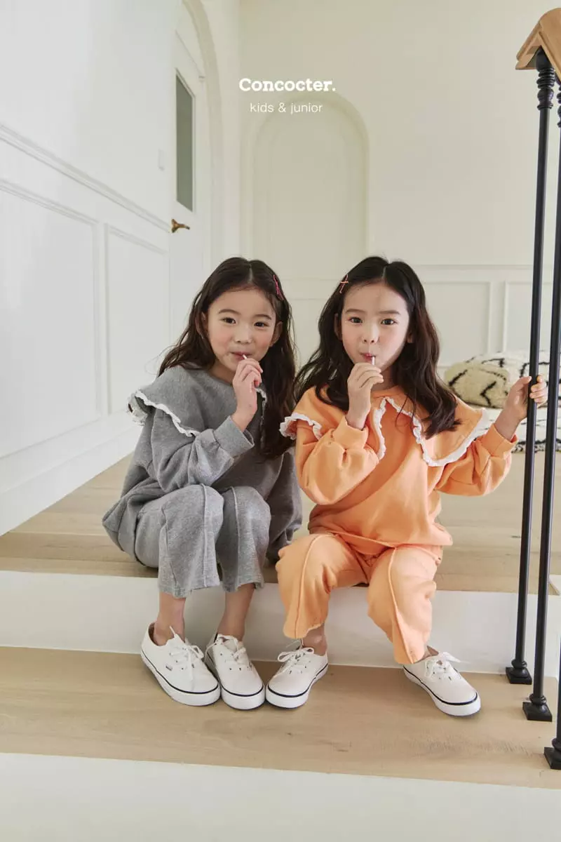 Concocter - Korean Children Fashion - #fashionkids - Collar Frill Top Bottom Set - 7