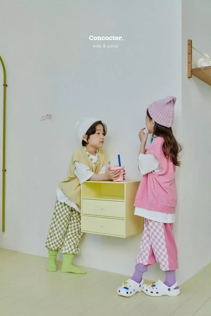 Concocter - Korean Children Fashion - #kidsshorts - Pint Checker Board Top Bottom Set - 11