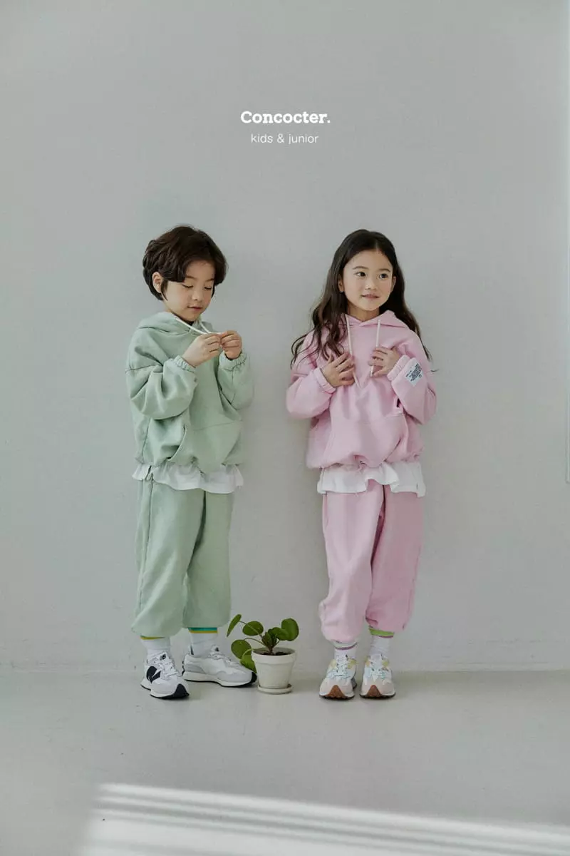 Concocter - Korean Children Fashion - #kidsshorts - Macaroon Layered Hoody Top Bottom Set - 8