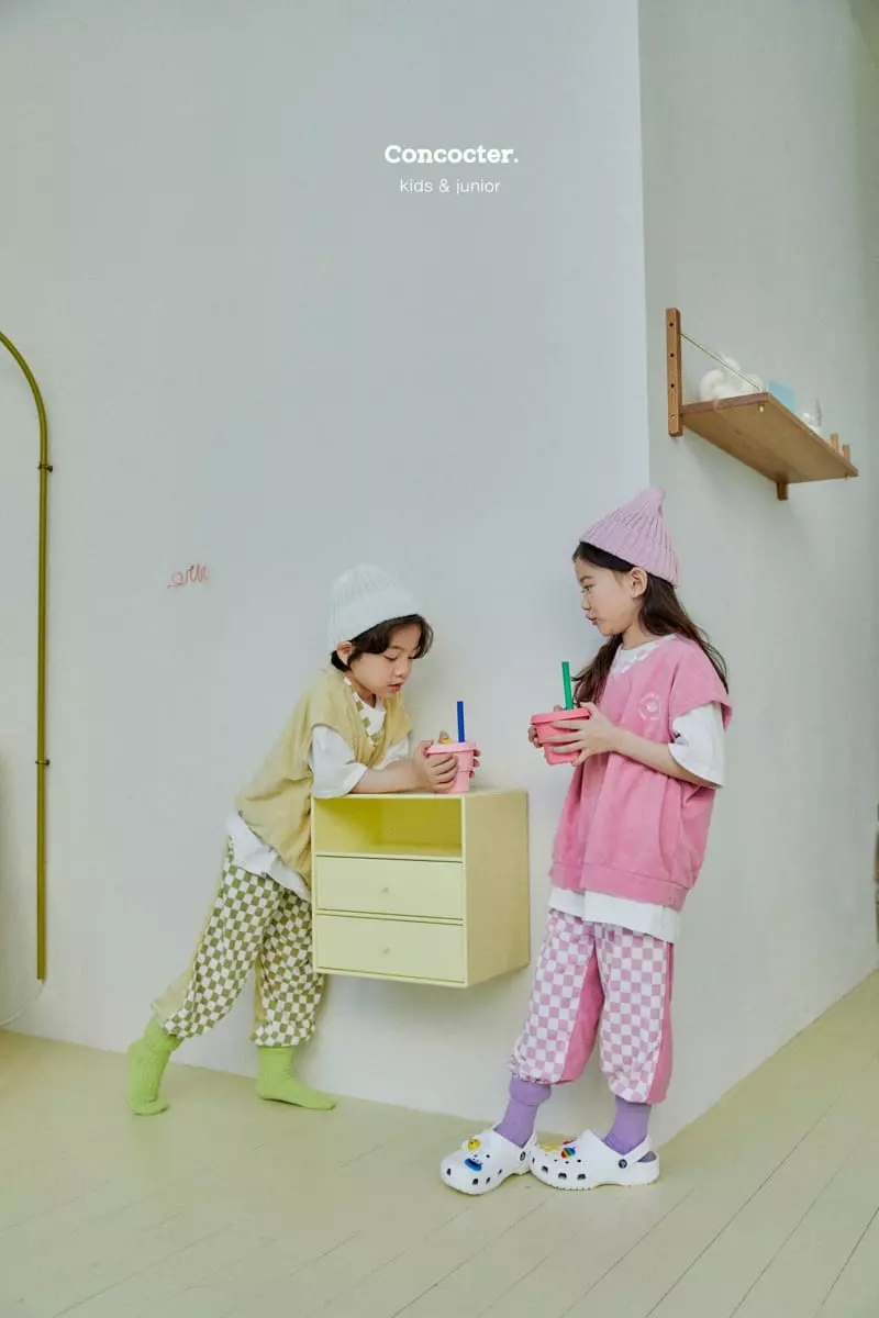 Concocter - Korean Children Fashion - #kidsstore - Pint Checker Board Top Bottom Set - 12