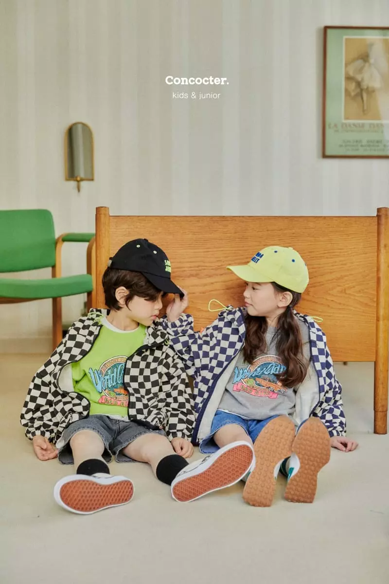 Concocter - Korean Children Fashion - #kidsstore - Checker Board Hoody Zip-up - 6