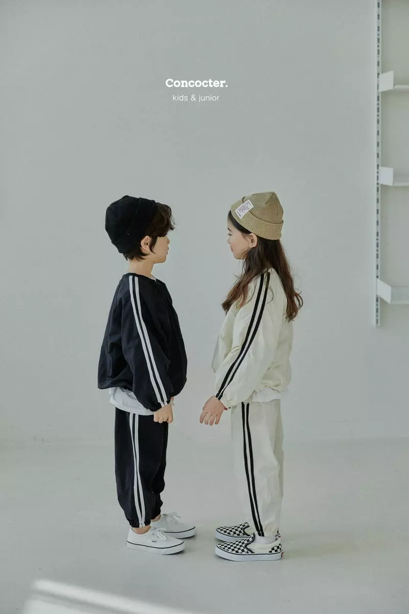 Concocter - Korean Children Fashion - #kidsstore - Line Anorak Top Bottom Set with Mom - 12